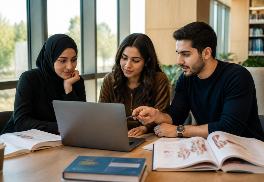 Students studying